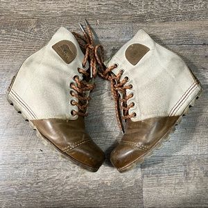 Sorel Women's Size 8.5 1964 Premium Canvas Waterproof Wedge Boot Fossil/Sanguin